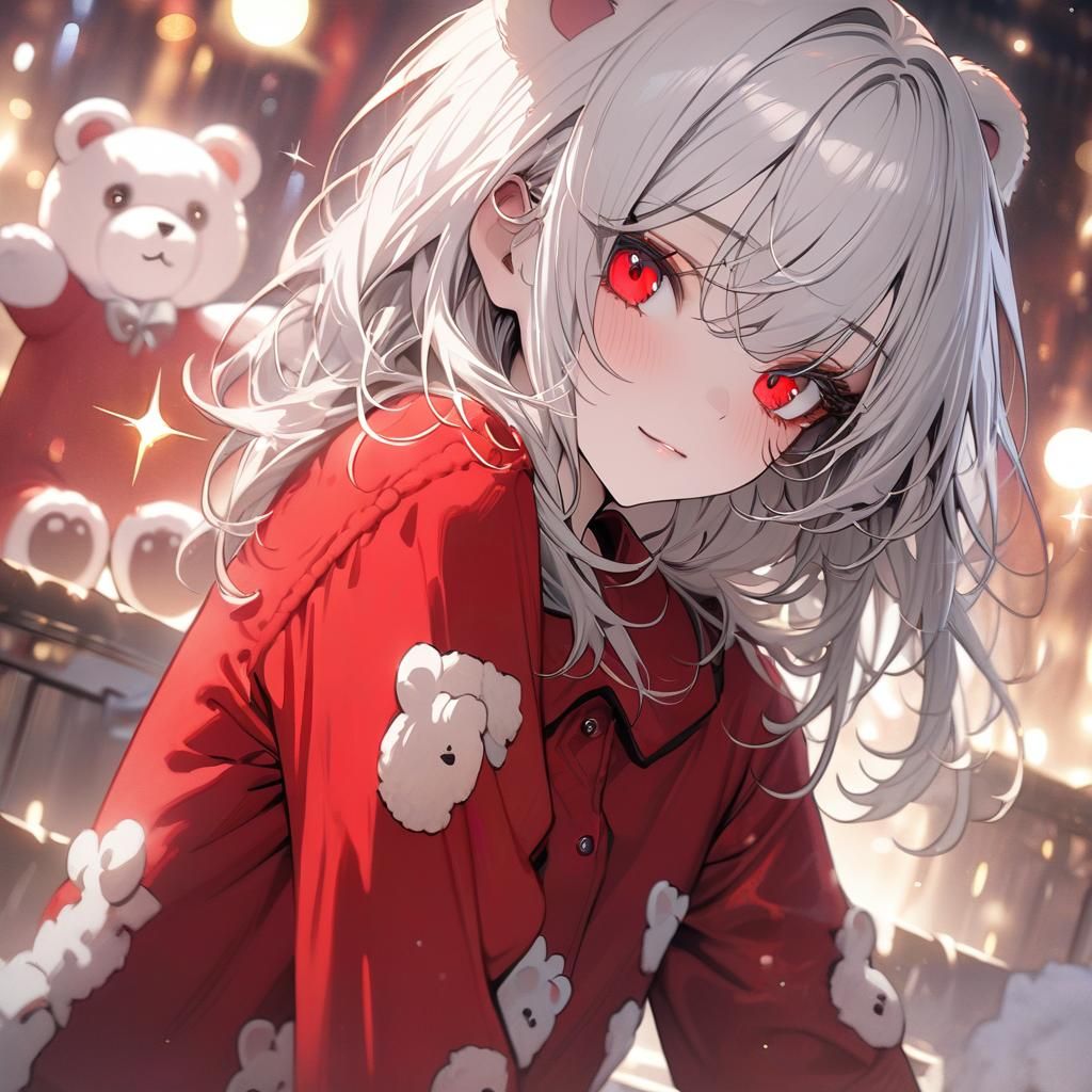 Close-up Portrait of a Girl in Bear Pajamas