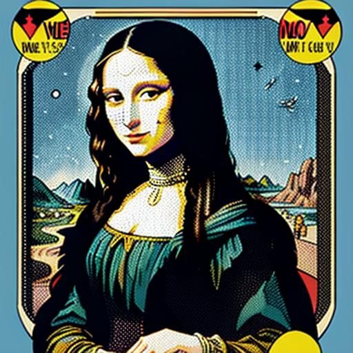Mona Lisa as Retro Comic Book Pop Art