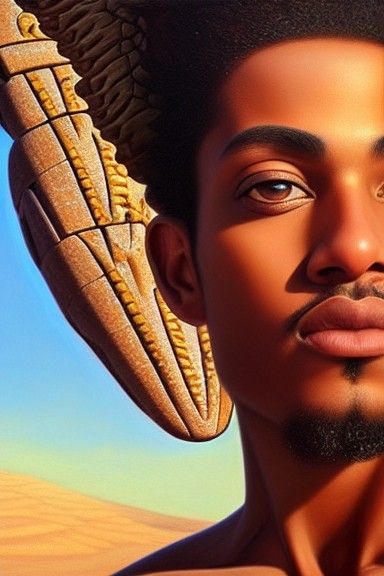 Geb and Nut: A Hyperrealistic Art Nouveau Portrait