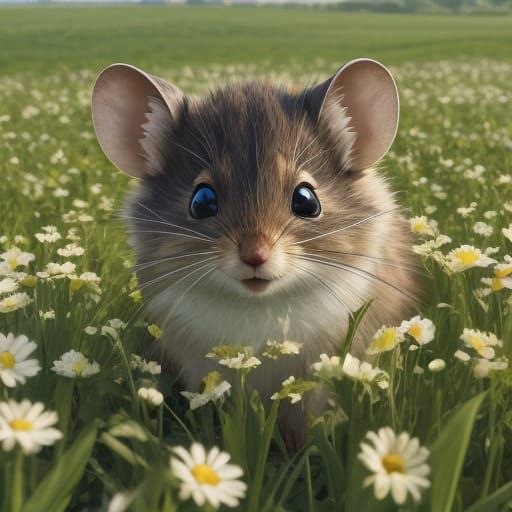 Whimsical Field Mouse with Beaming Eyes
