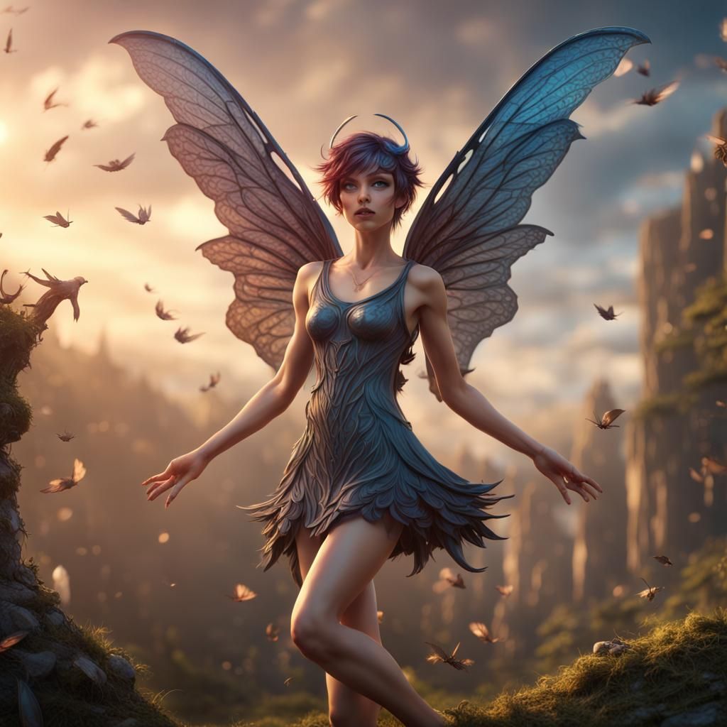 Winged Pixie in Flight: Fantasy Concept Art