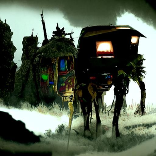 Fantasy Caravan in Post-Apocalyptic Desert