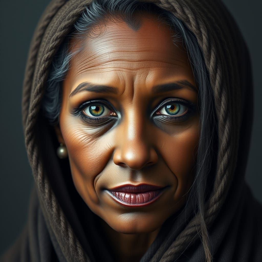 Soulful Portrait of a Wise Woman in Photorealistic Style