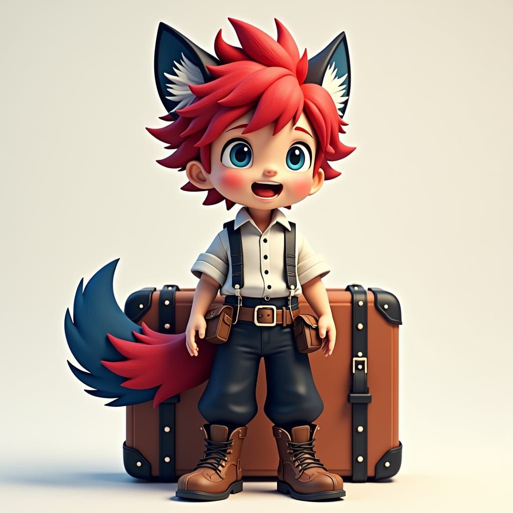 Anime Boy Ready for Adventure in 3D Art