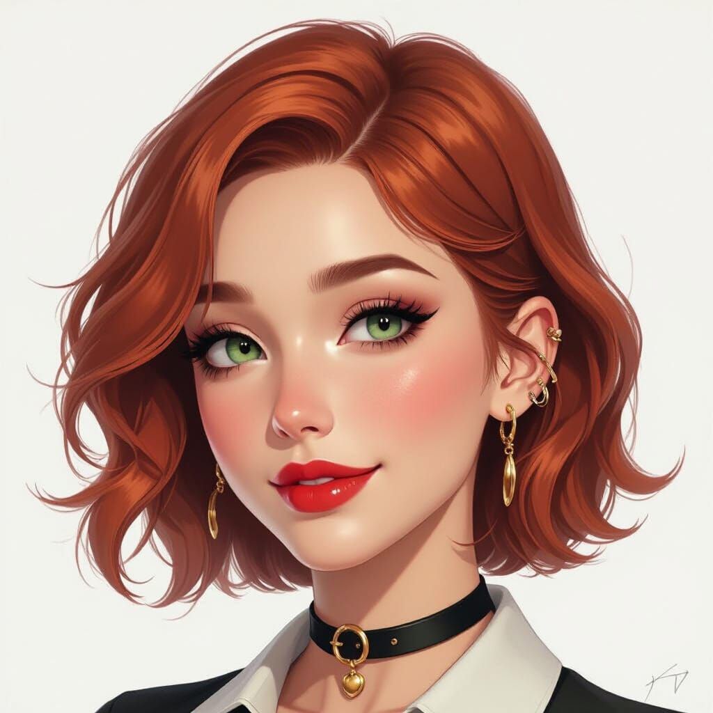 Ethereal Redhead Woman with Gothic Makeup Portrait