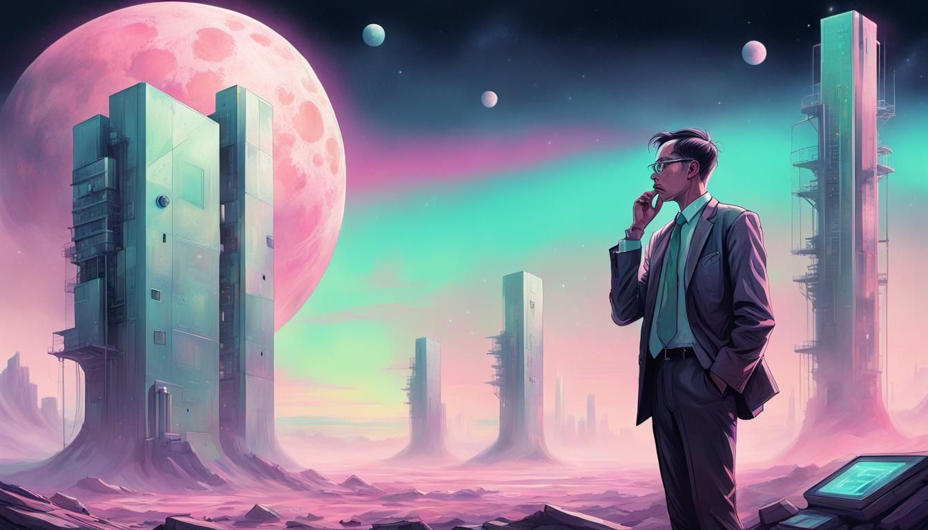 Retrofuturistic Solarpunk Moonscape with Aurora