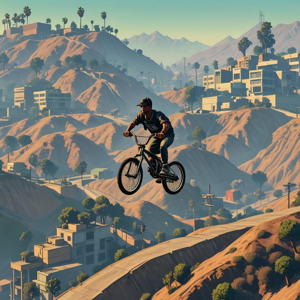 Pixelated GTA V Scene in 16-bit