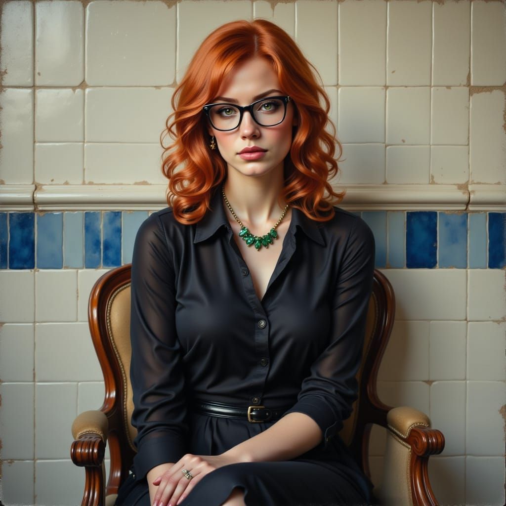 Redhead Portrait in the Style of Classic Oil Painting