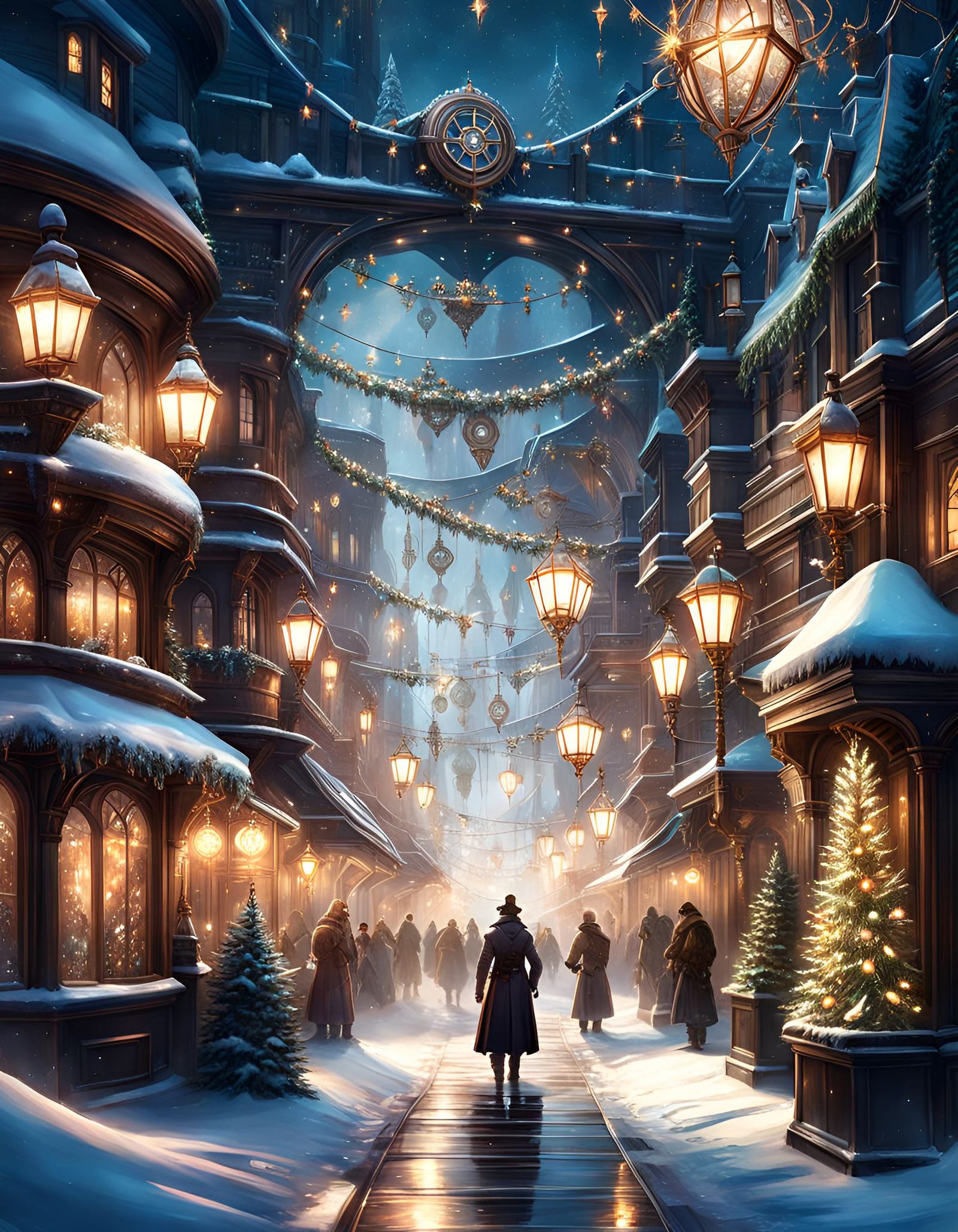 Steampunk Winter Wonderland with Holiday Lights