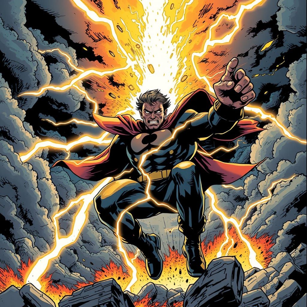 Electric Hero Unleashes Power in Comic Book-Inspired Style