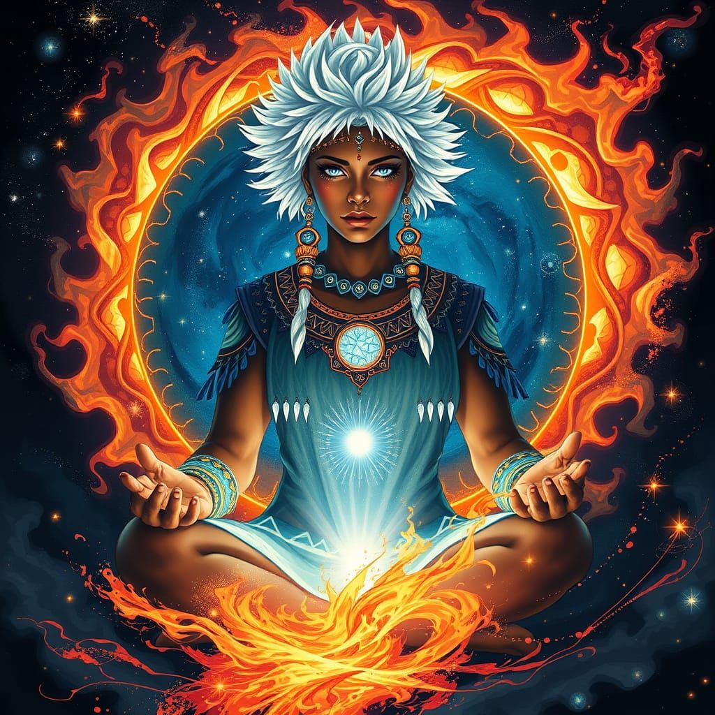 Native American Star Seer in Cosmic Armor