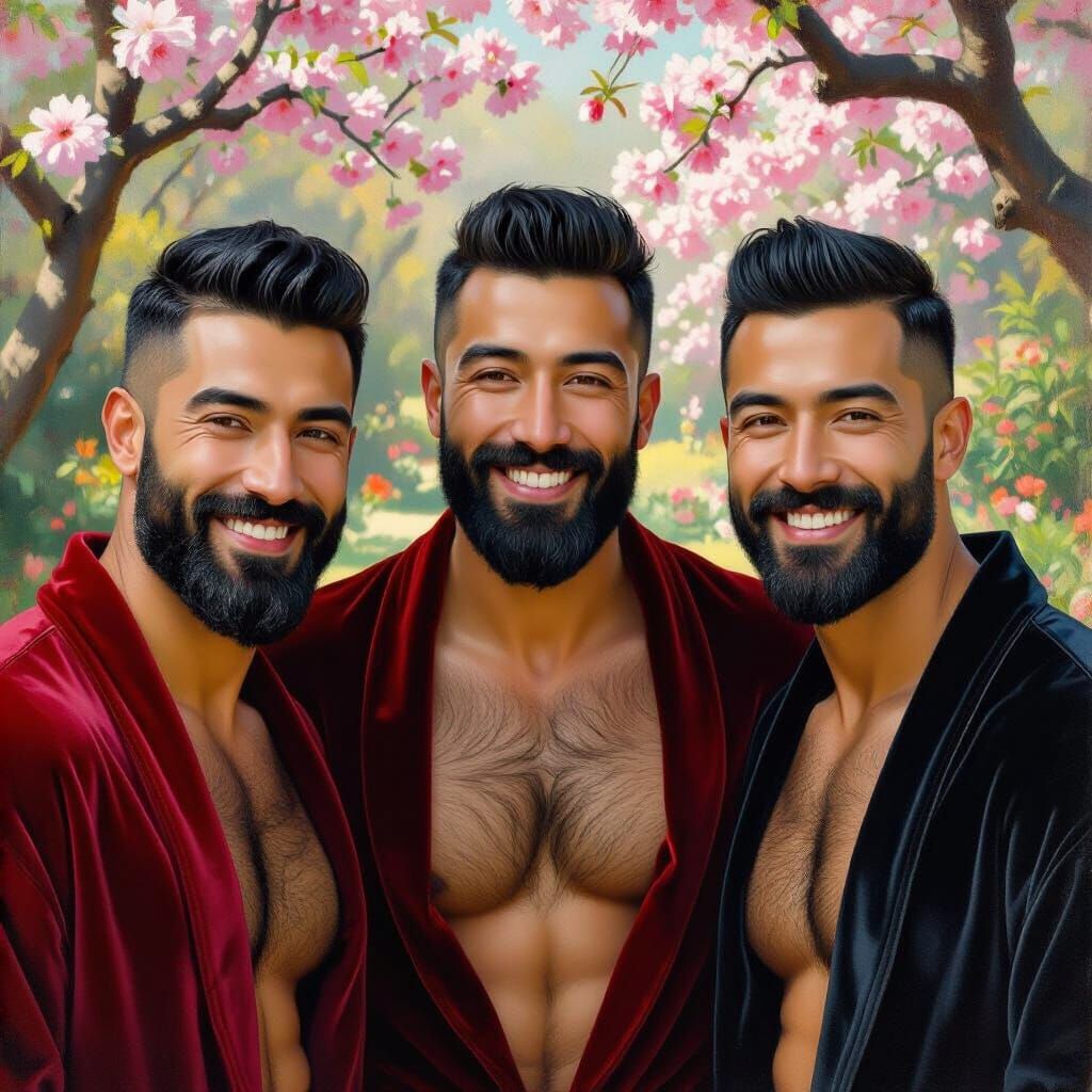 Handsome Men in Paradise Garden Oil Painting