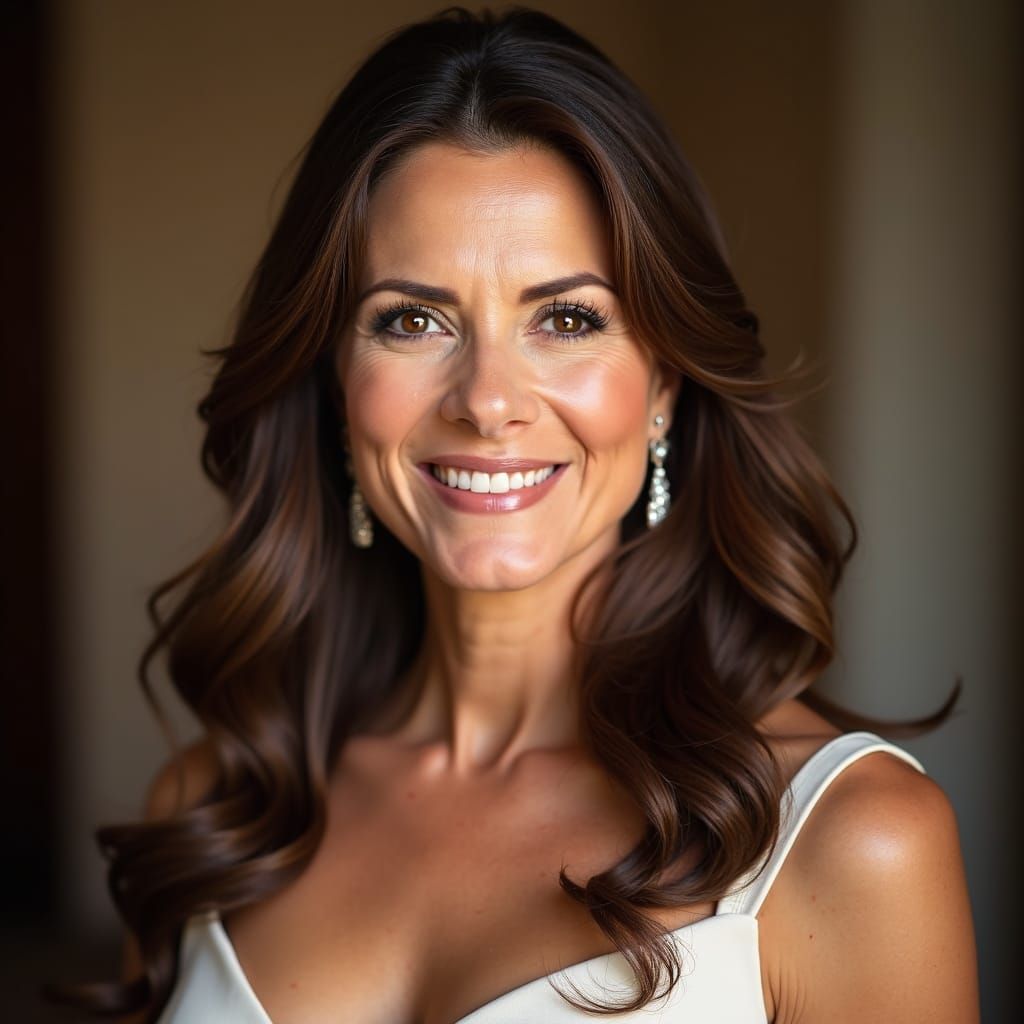 Elegant Portrait of a Woman with Flowing Hair