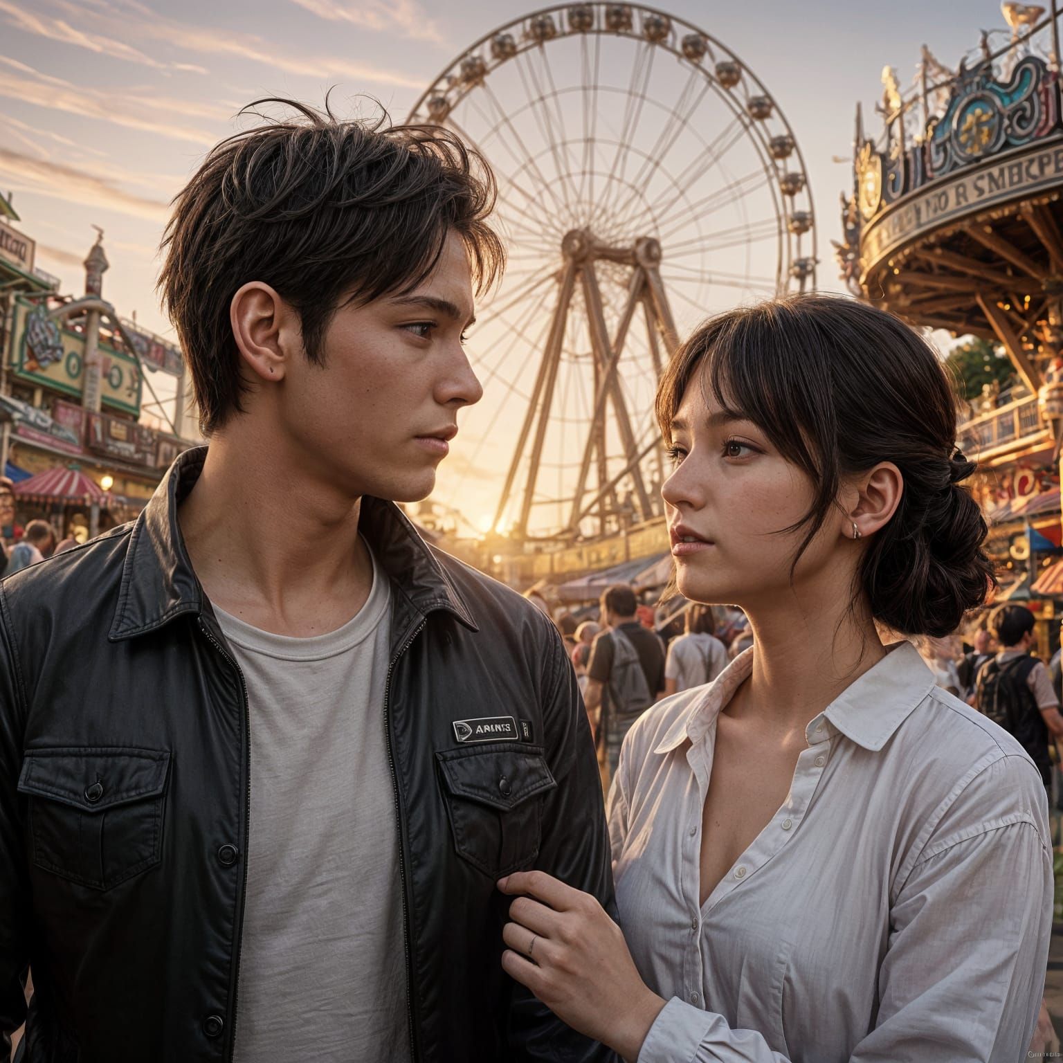 Ethereal Evening Stroll Through Fantasy Fairgrounds