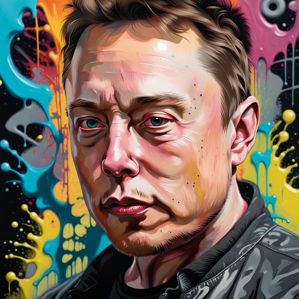 Elon Musk in Graffiti Splash Art Style