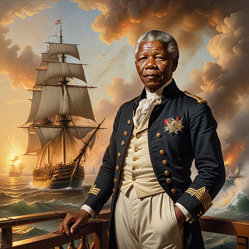 Nelson Mandela in 18th Century Naval Uniform