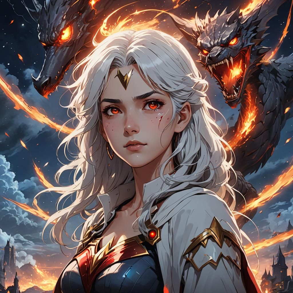 Vampire Girl and Wonder Woman in Anime Style