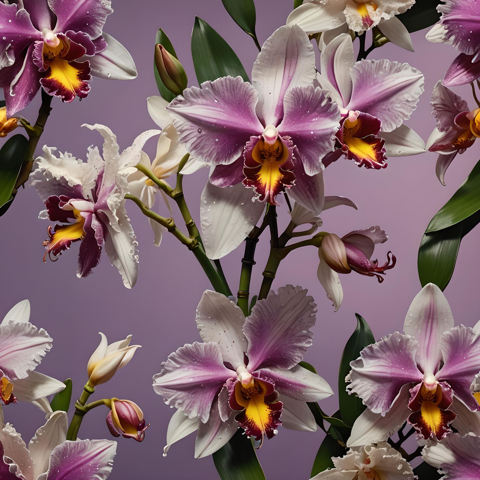 Hyperrealistic Cattleya Guttata Orchid in Splash Art Style