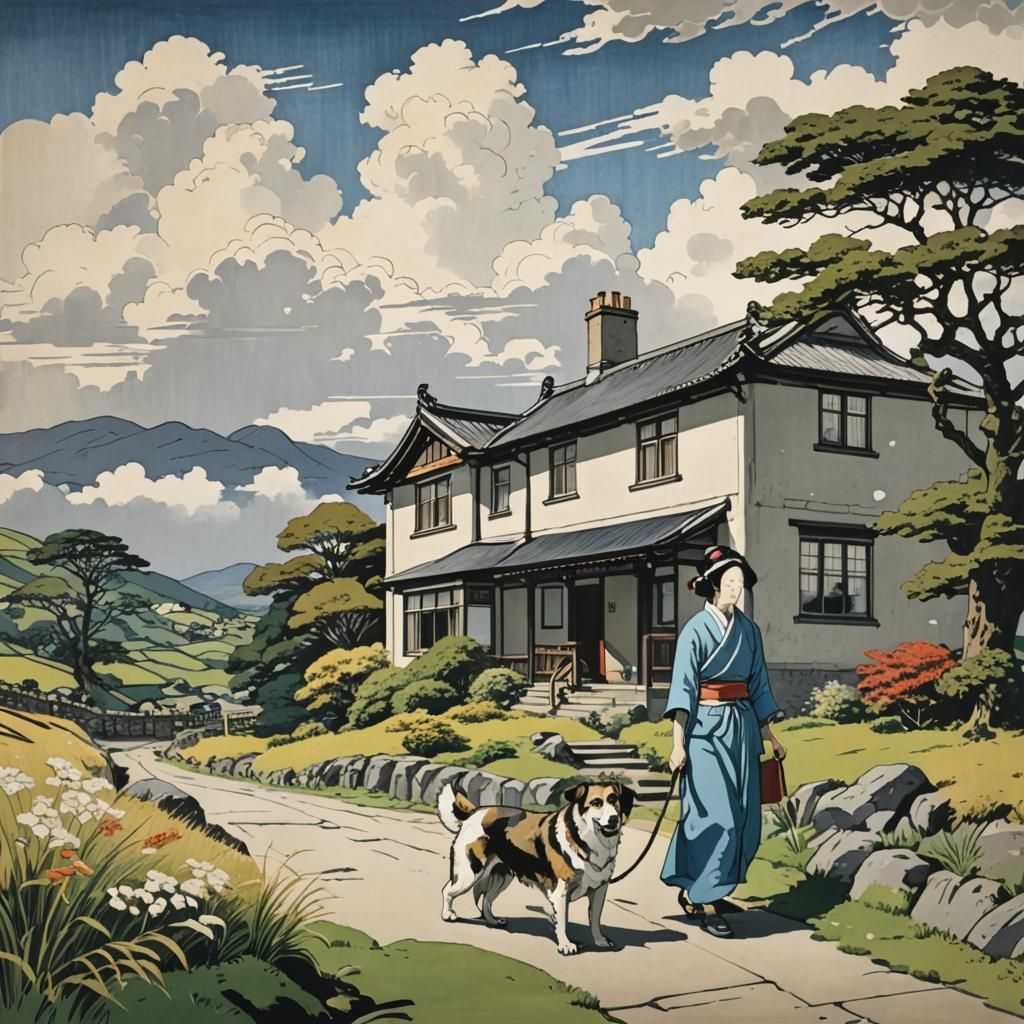 Yorkshire Dales House in Ukiyo-e Style