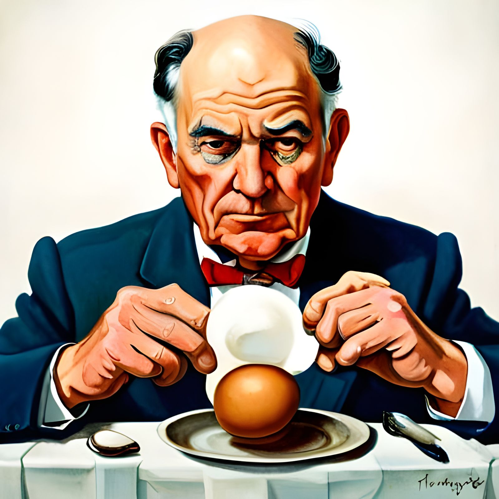 Man Hit by Egg, Norman Rockwell Style