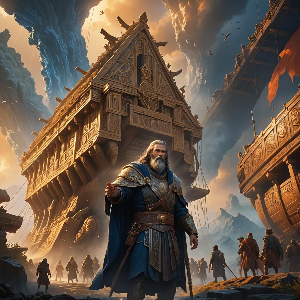 Heroic Figure with Ark: Fantasy Matte Painting