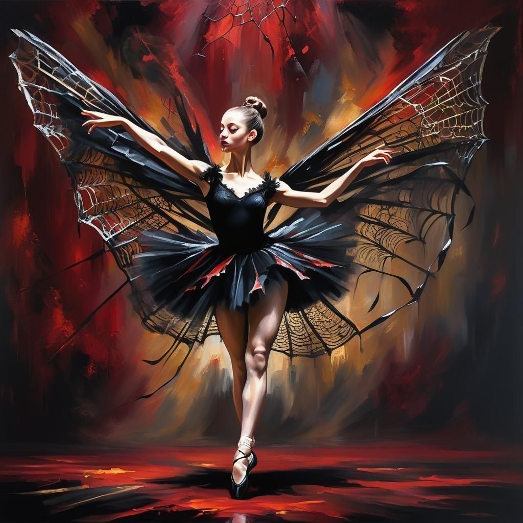 "Full body shot of ballerina dancing in the spiderweb dress ...