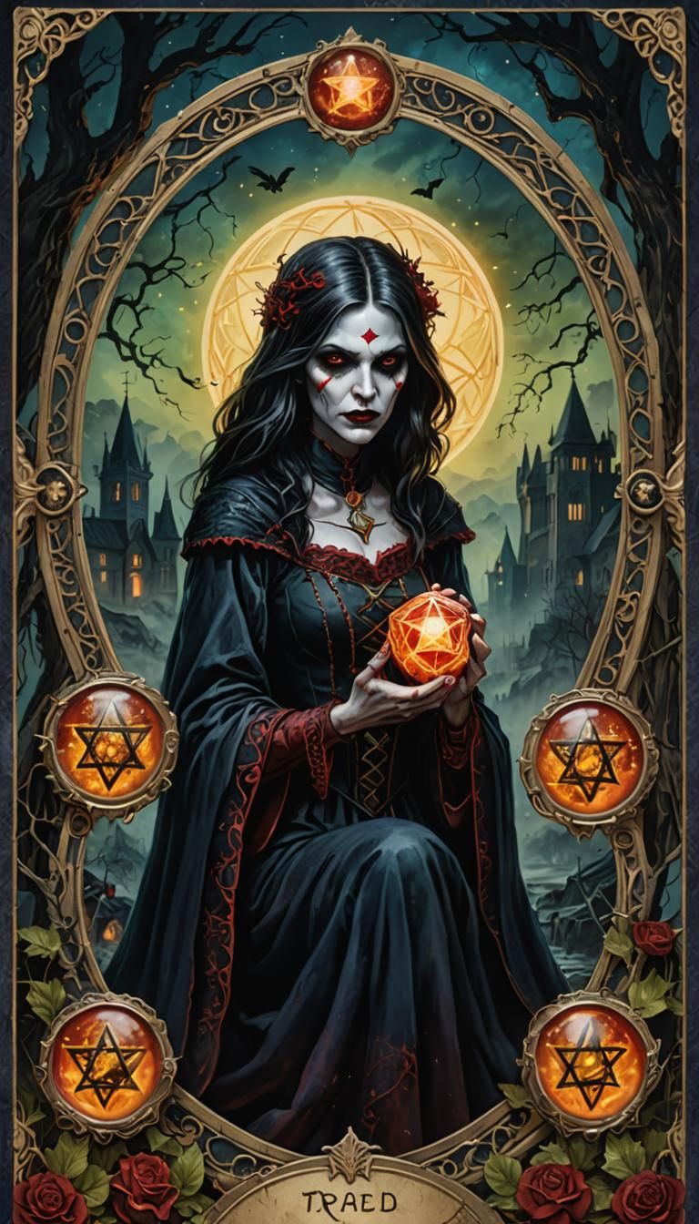 Vampire Tarot Card: Four of Pentacles, Hyperrealistic