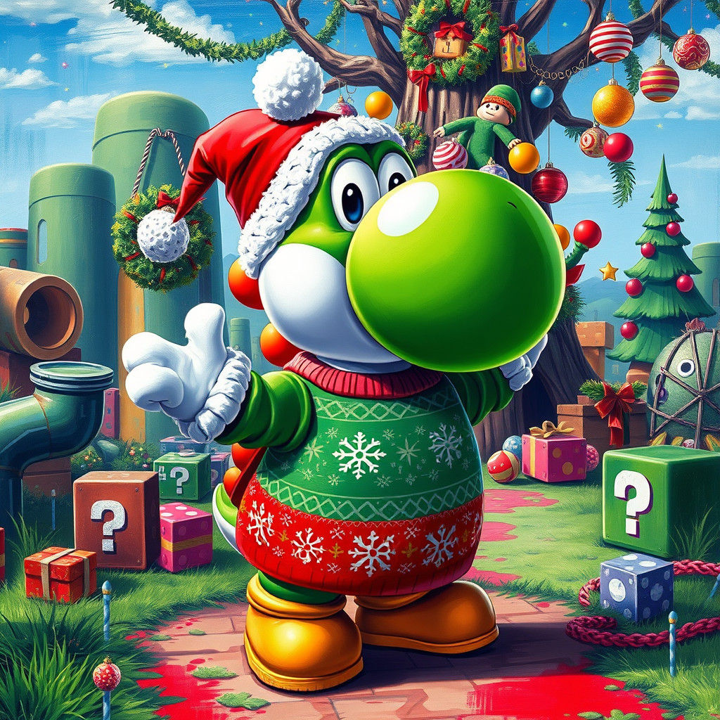 Yoshi's Christmas Sweater in Super Mario World