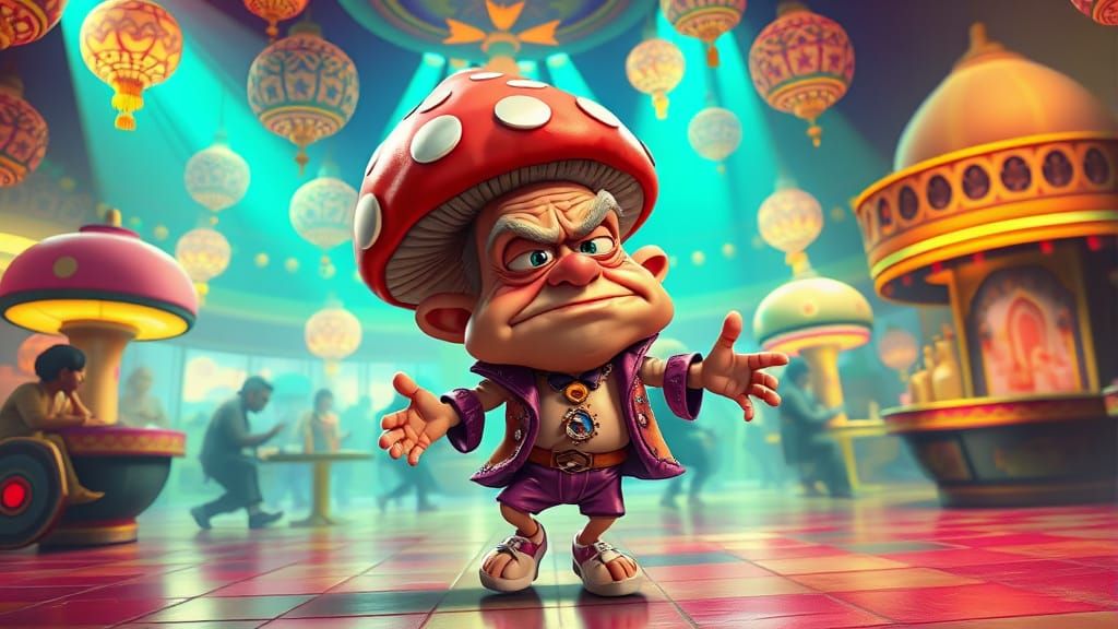 Grumpy Mushroom Dances in Arabian Nights Disco