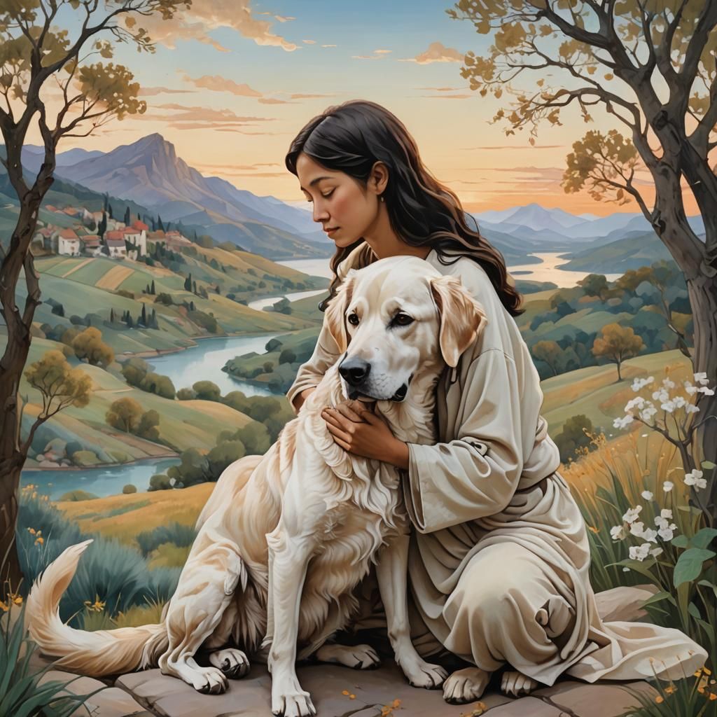 Dog Embraces Human: A Heartfelt Bond in Dreamscape