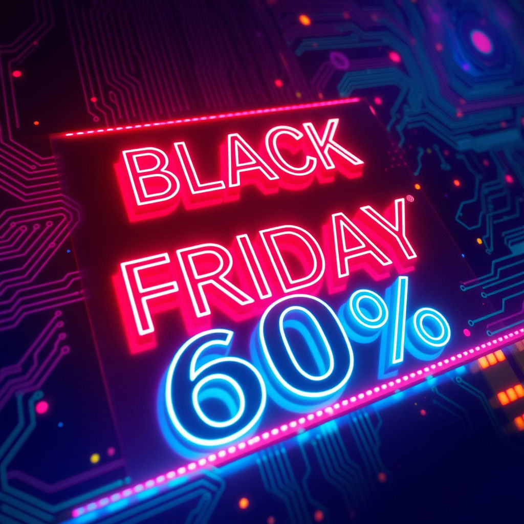 Black Friday Sale Neon Sign in Cyberpunk Style