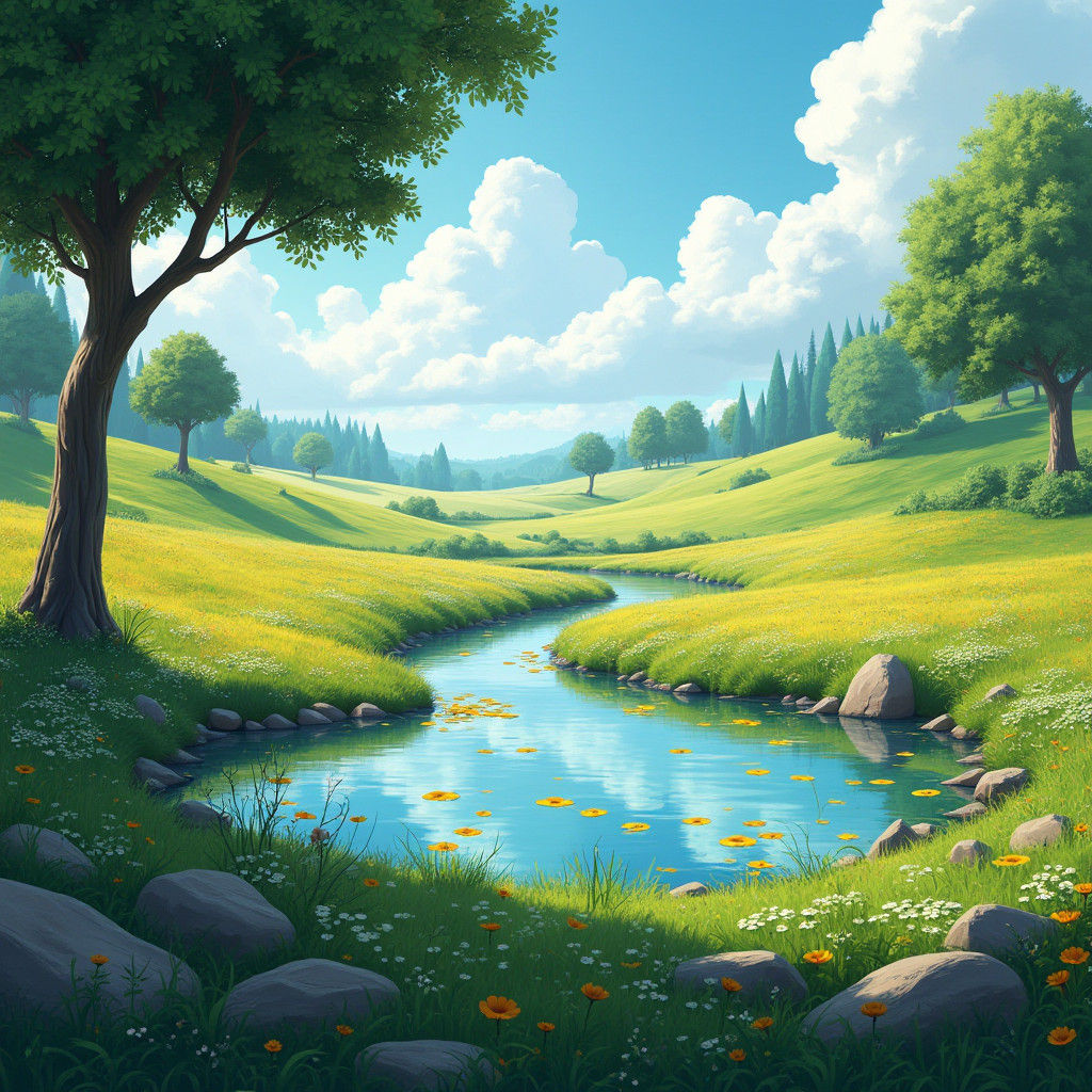 Enchanting Pond Landscape Inspired by Fantasy Concept Art