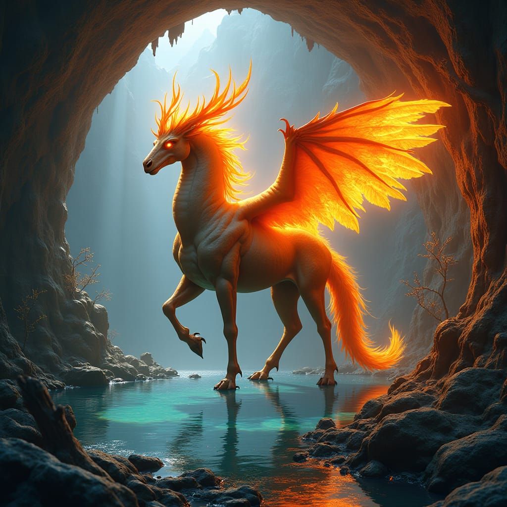 Dragon-Headed Centaur with Phoenix Wings by Mystic Lake