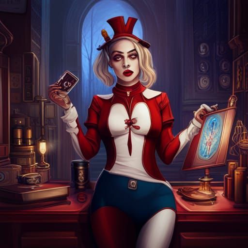 Harley Quinn as Tarot Card Oil Painting