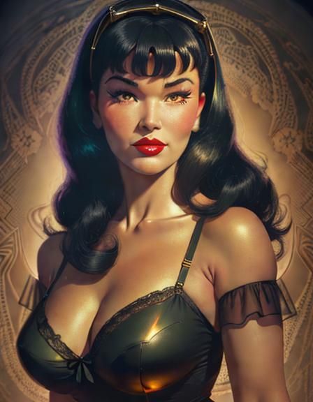 Bettie Page Pinup Portrait with Volumetric Lighting
