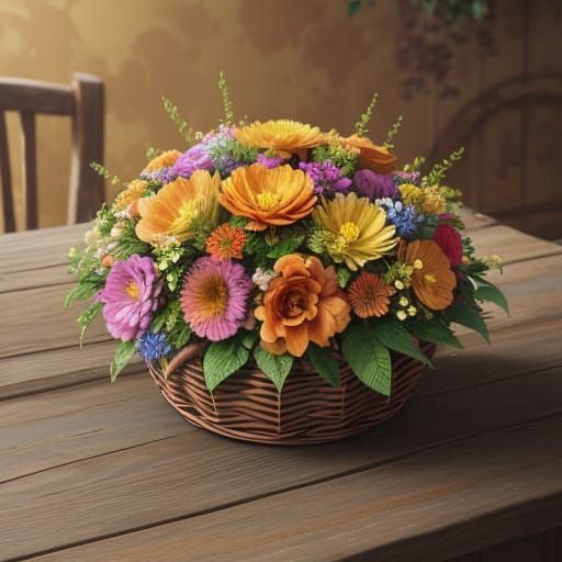 Vibrant Floral Art in Golden Hour Lighting