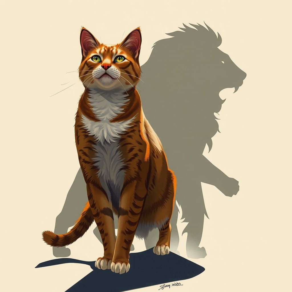 Fierce Inner Strength Unveiled in Dreamlike Lion Shadow