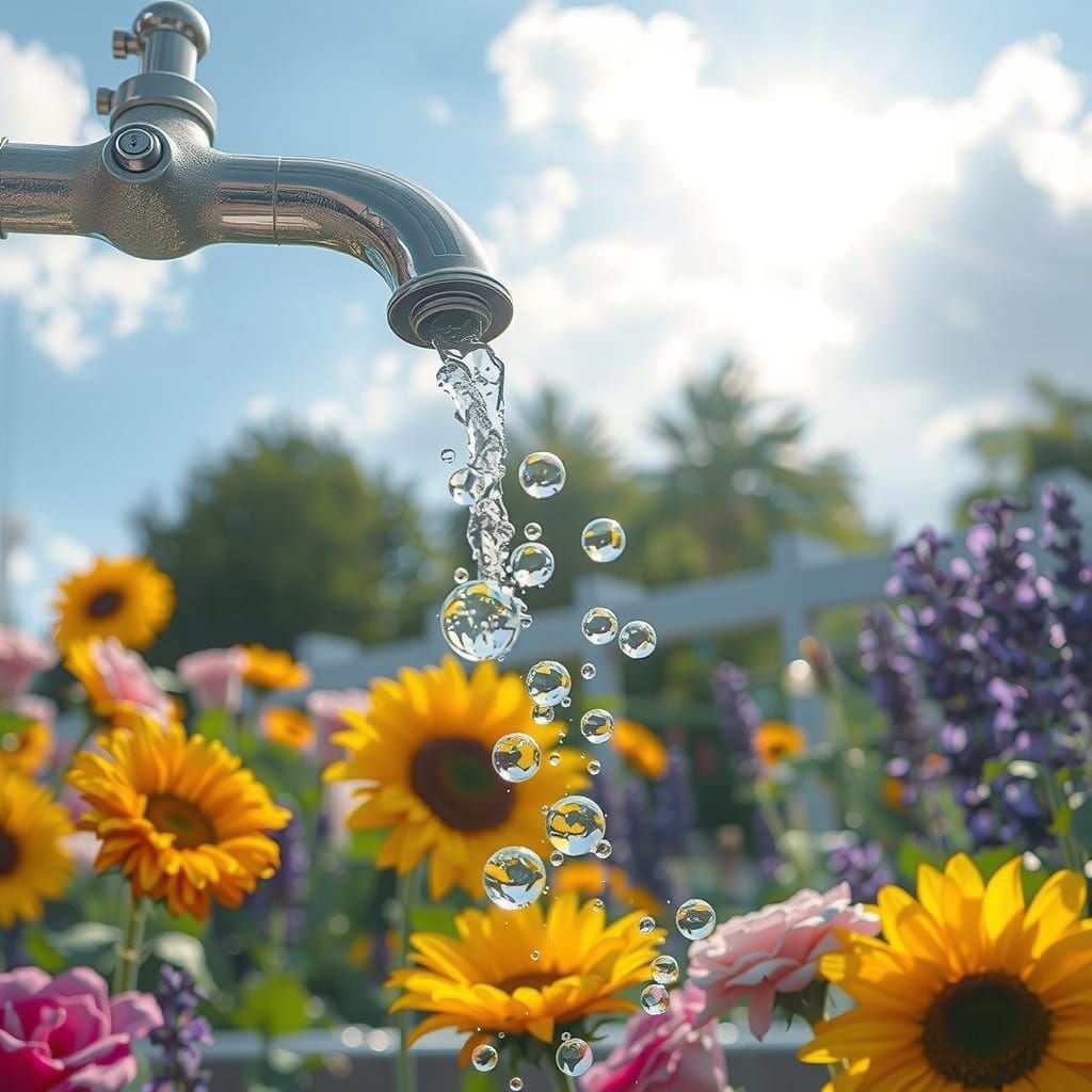 Gleaming Faucet Releasing Transparent Air Bubbles