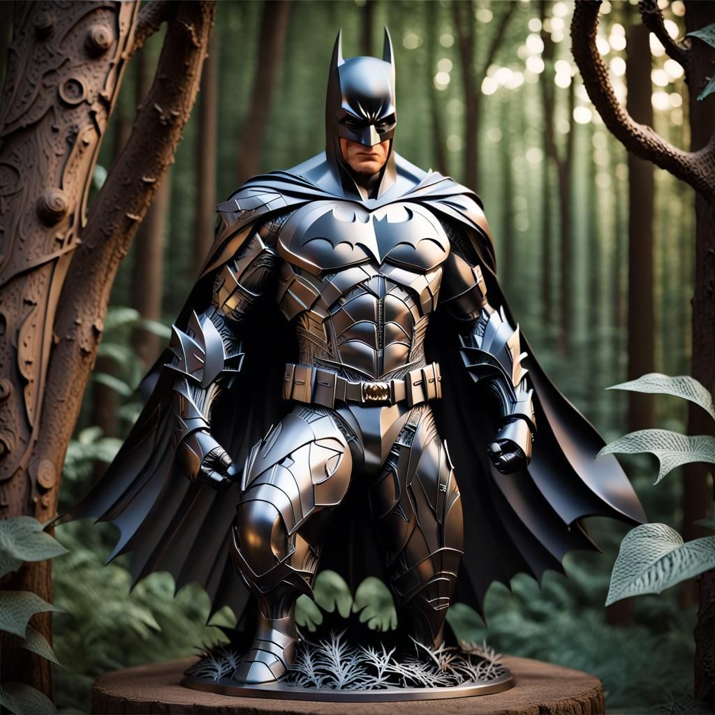 A metal sculpture of a batman