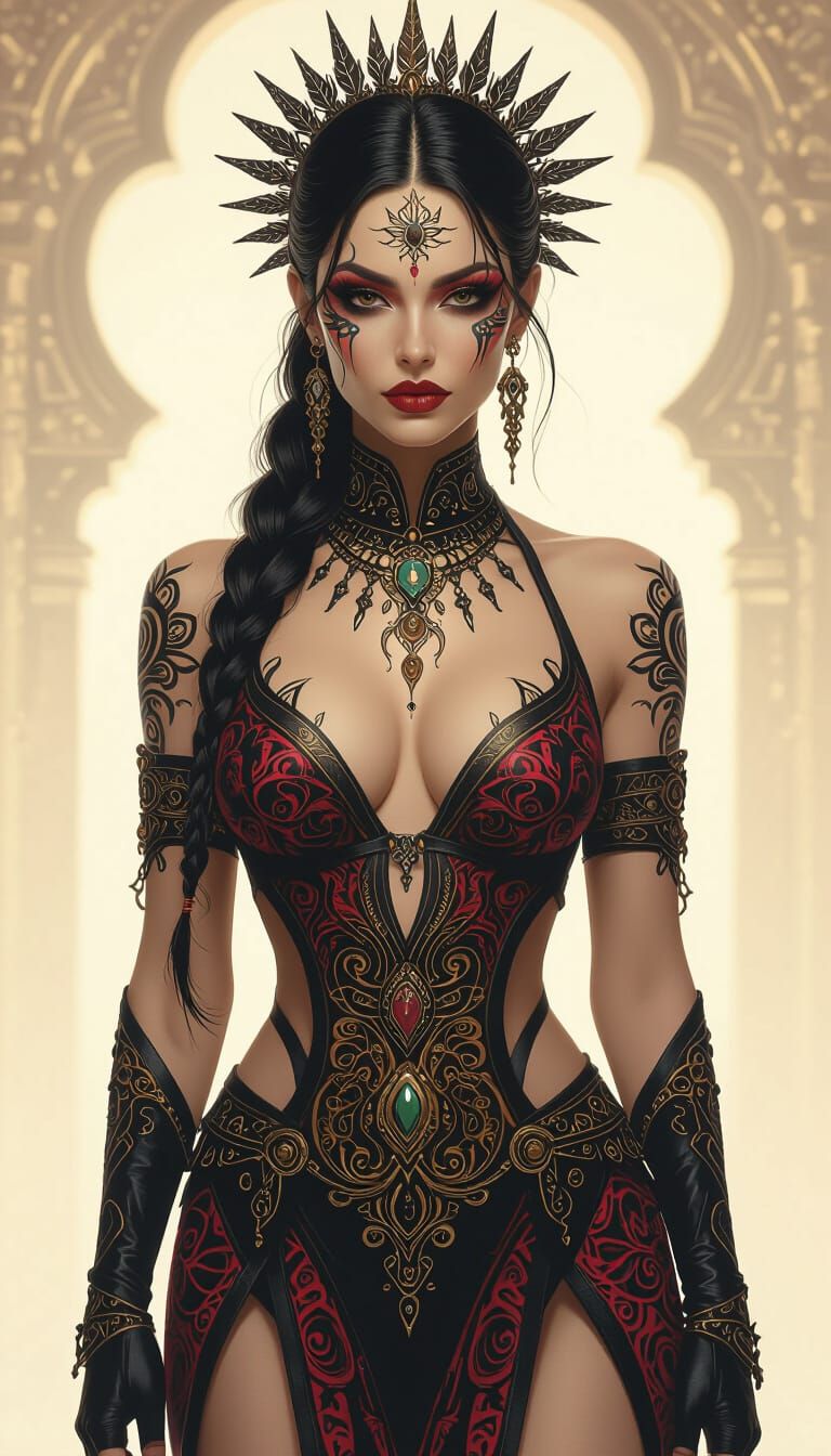 Lilith Ablaze Detailed Portrait in Dual Artistic Styles