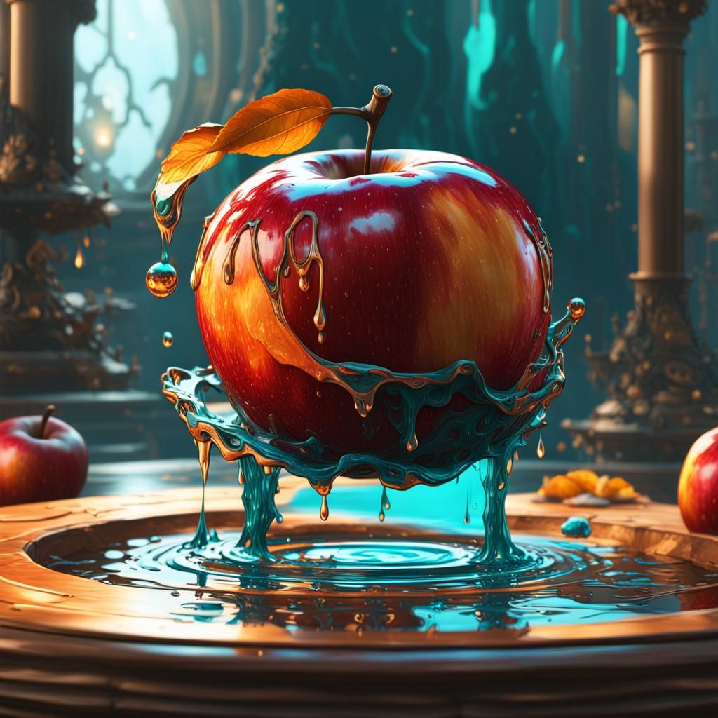 Poisoned Crimson Apple: Hyperdetailed Concept Art