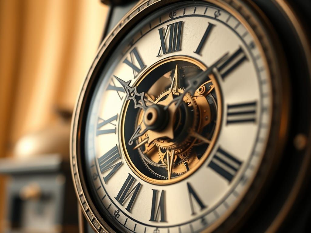 Timeless Mechanical Clock in Warm, Inviting Light