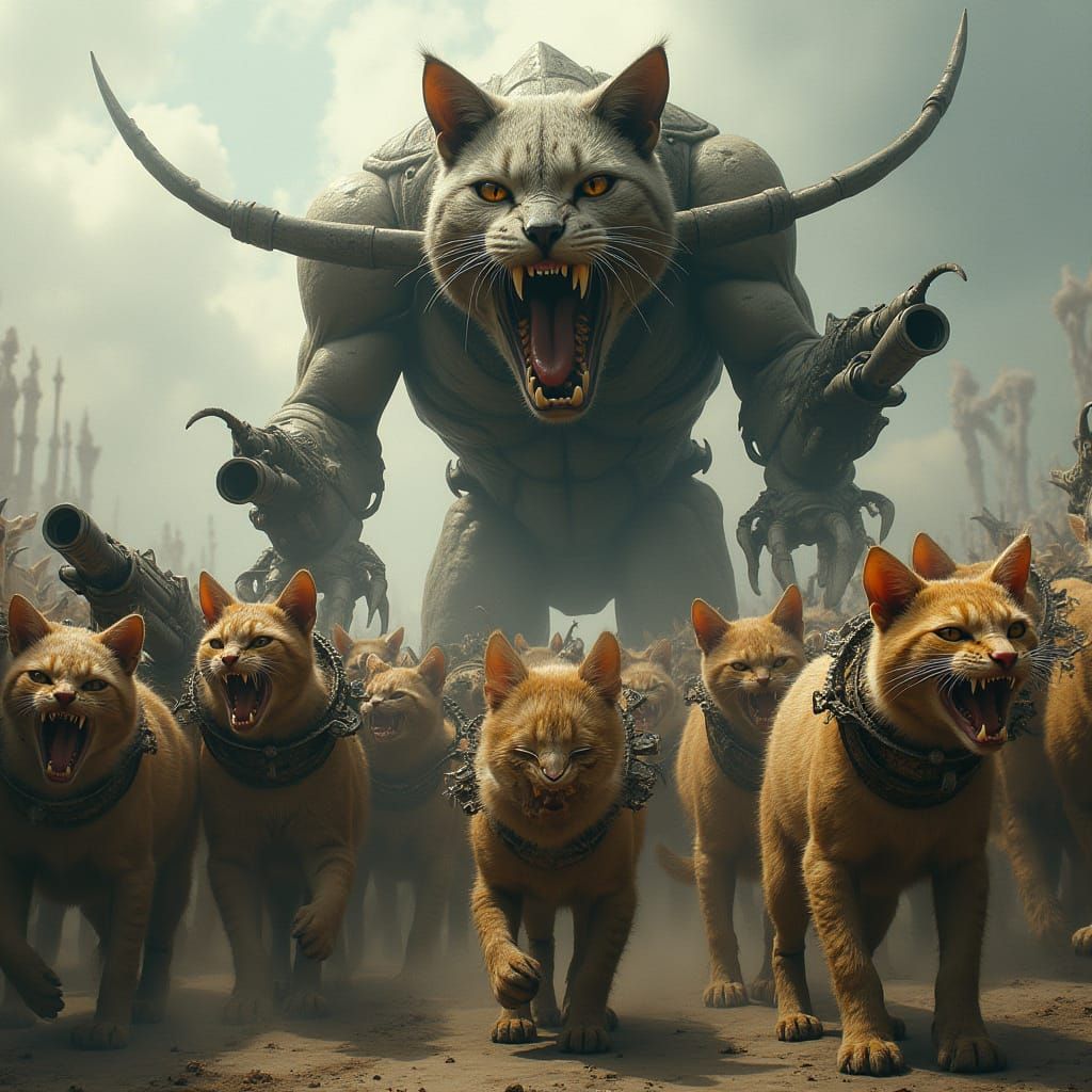 Feral Cyber Legion of Mutant Cats with Machine Guns