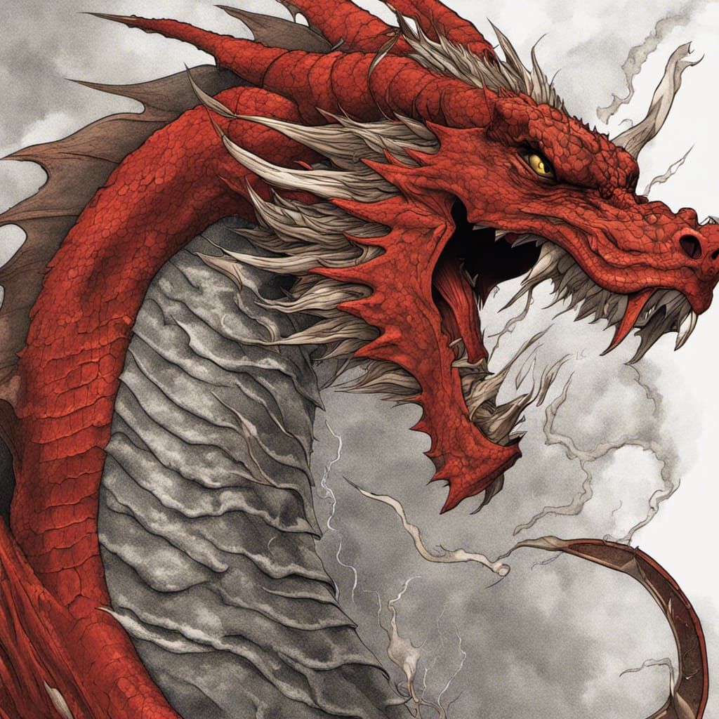 Red Dragon Unleashes Lightning: A Digital Art Fantasy