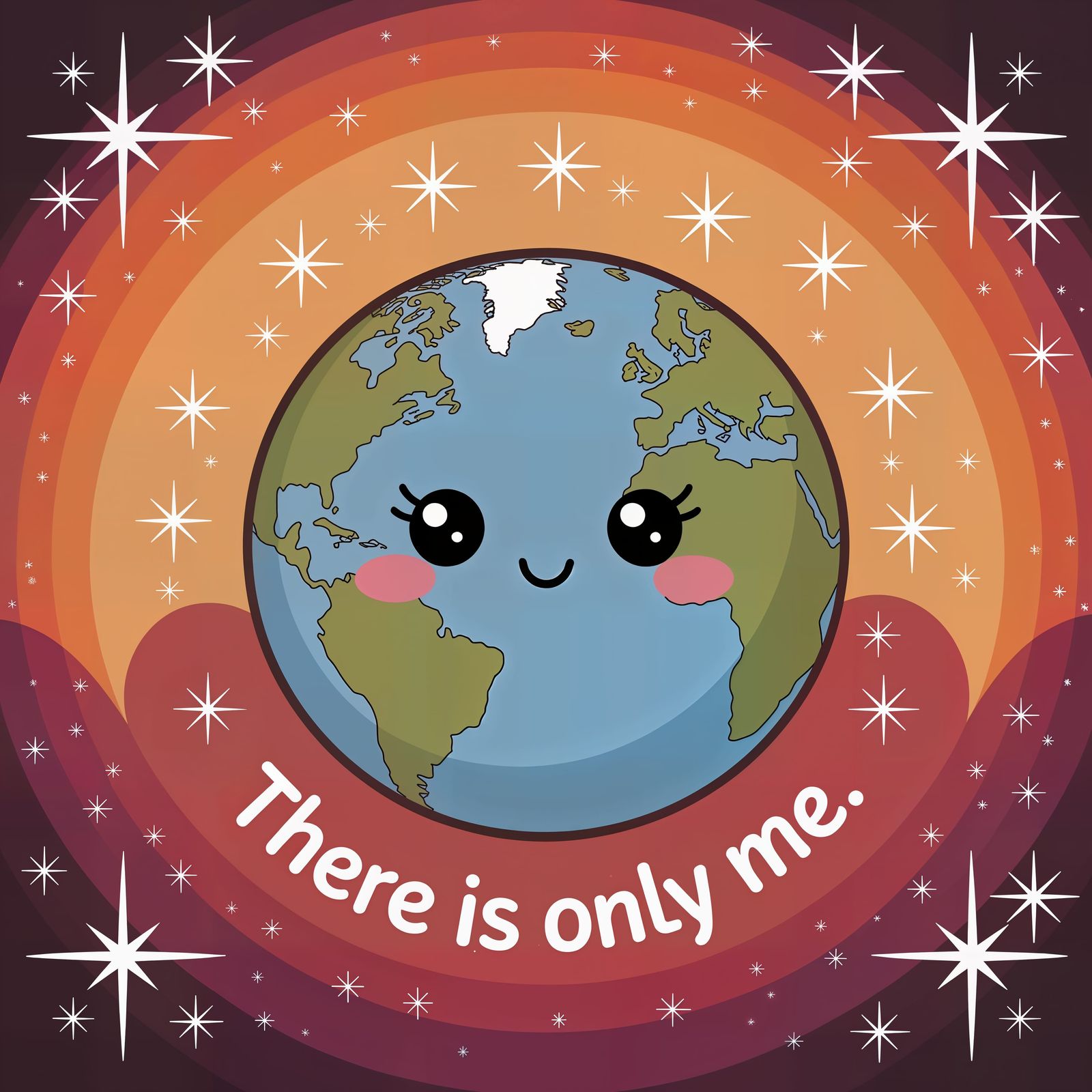 Kawaii Planet Earth in Starry Sky