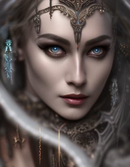 Stunning Dark Elf Digital Matte Painting