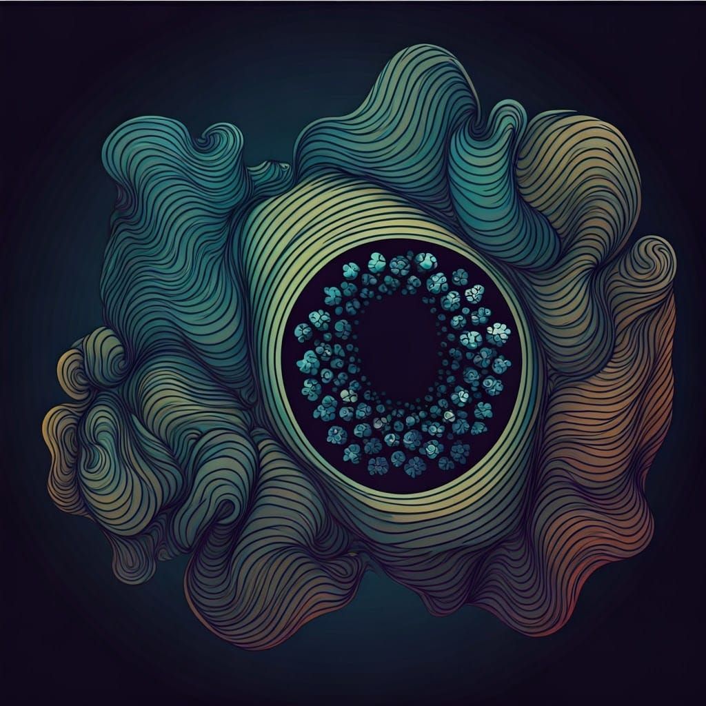 Abstract Vector Fractal with Zentangle and 3D Shading