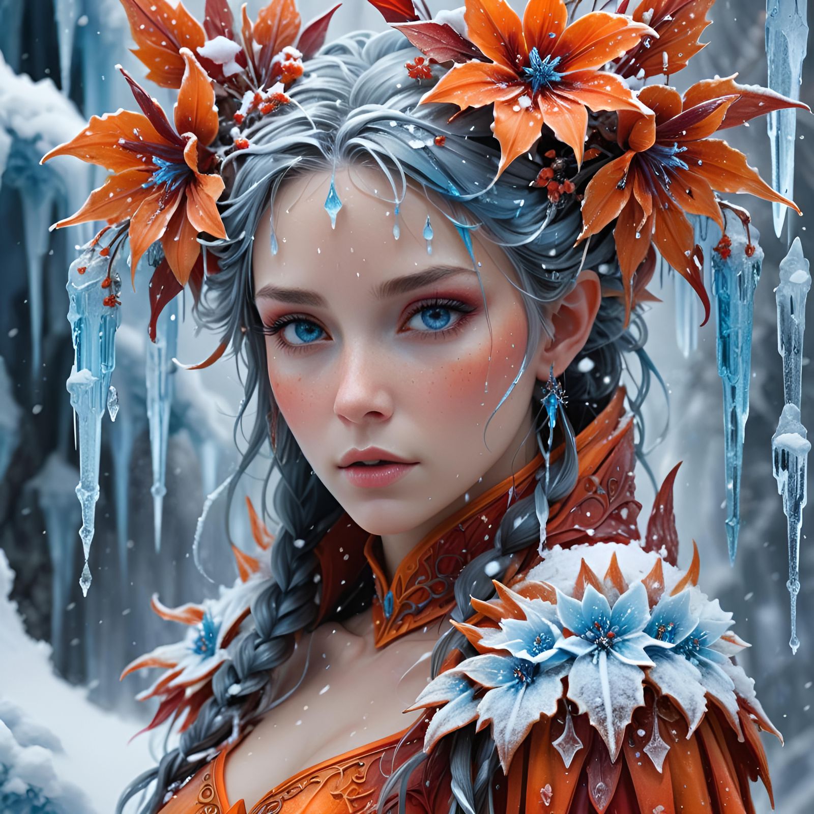 Regal Winter Fairy Portrait in Detailed Matte Painting