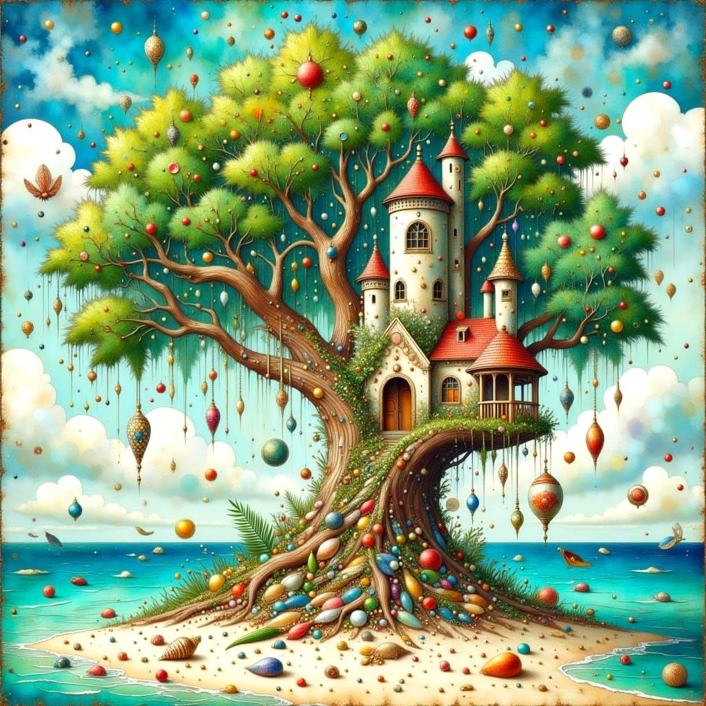 Majestic Tropical Treehouse Perched Above a Deserted Island