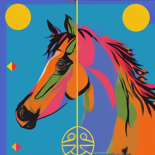 Horse Gazing at Stars in Pop Art Style